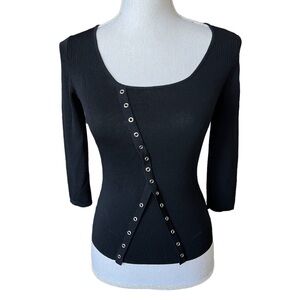Linda Matthews Black grunge punk goth Grommet Sweater